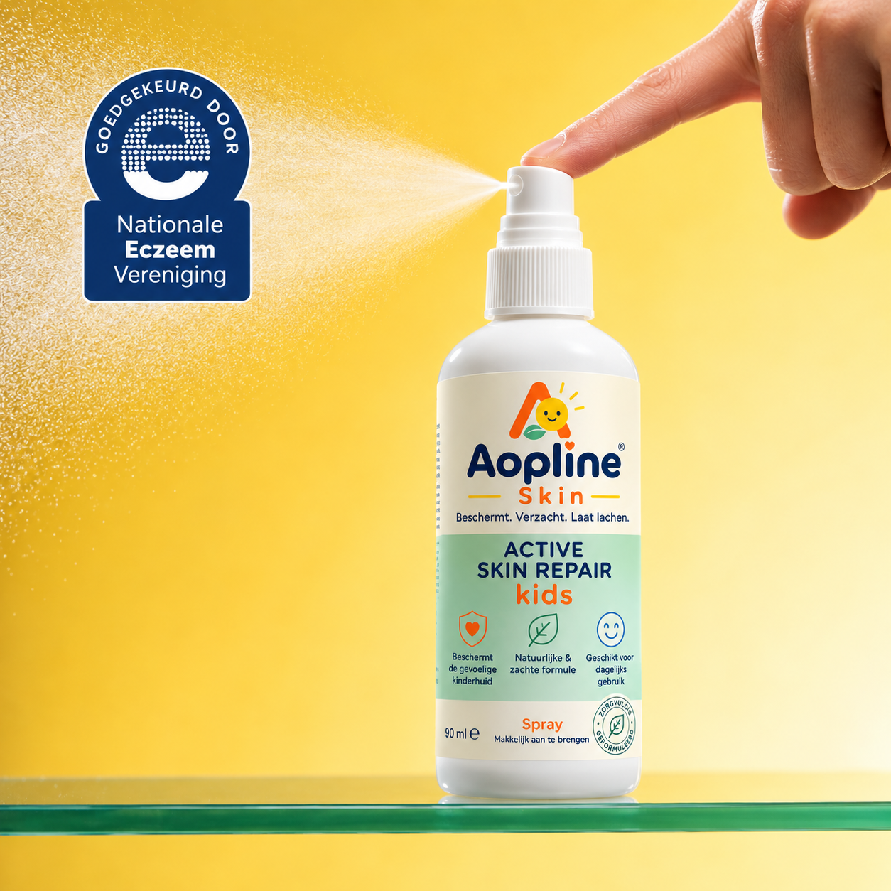 Aopline Skin spray in gebruik — milde huidverzorging geschikt voor alle leeftijden